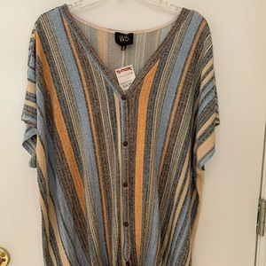 NWT W5 2X stripe short sleeve top